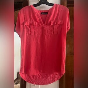 INC International Concepts Red V-Neck Blouse